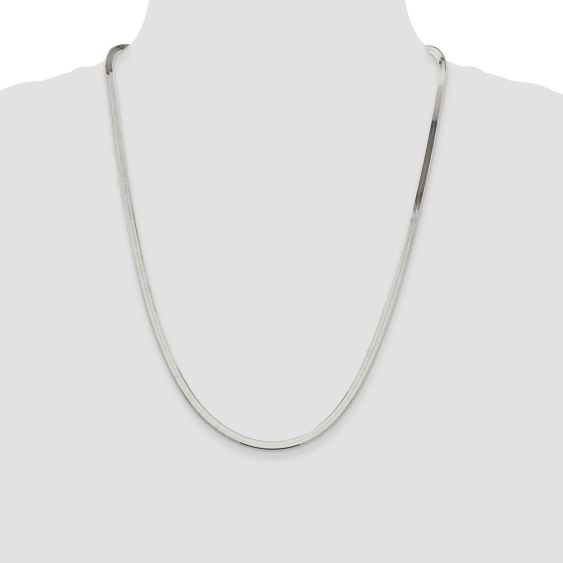 24 Inch Sterling Silver 3.5mm Magic Herringbone Chain Necklace