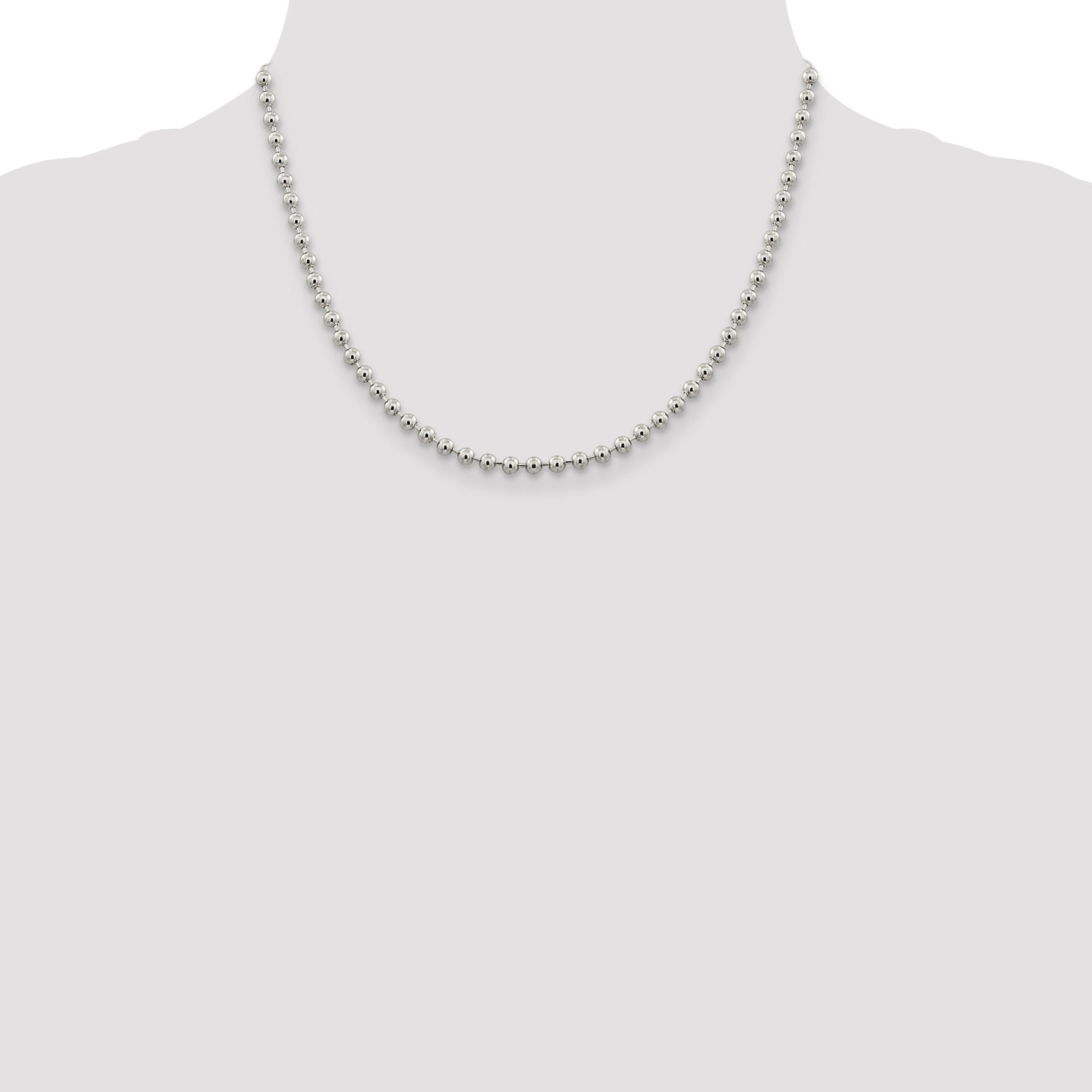 18 Inch Sterling Silver 4mm Beaded Chain Necklace