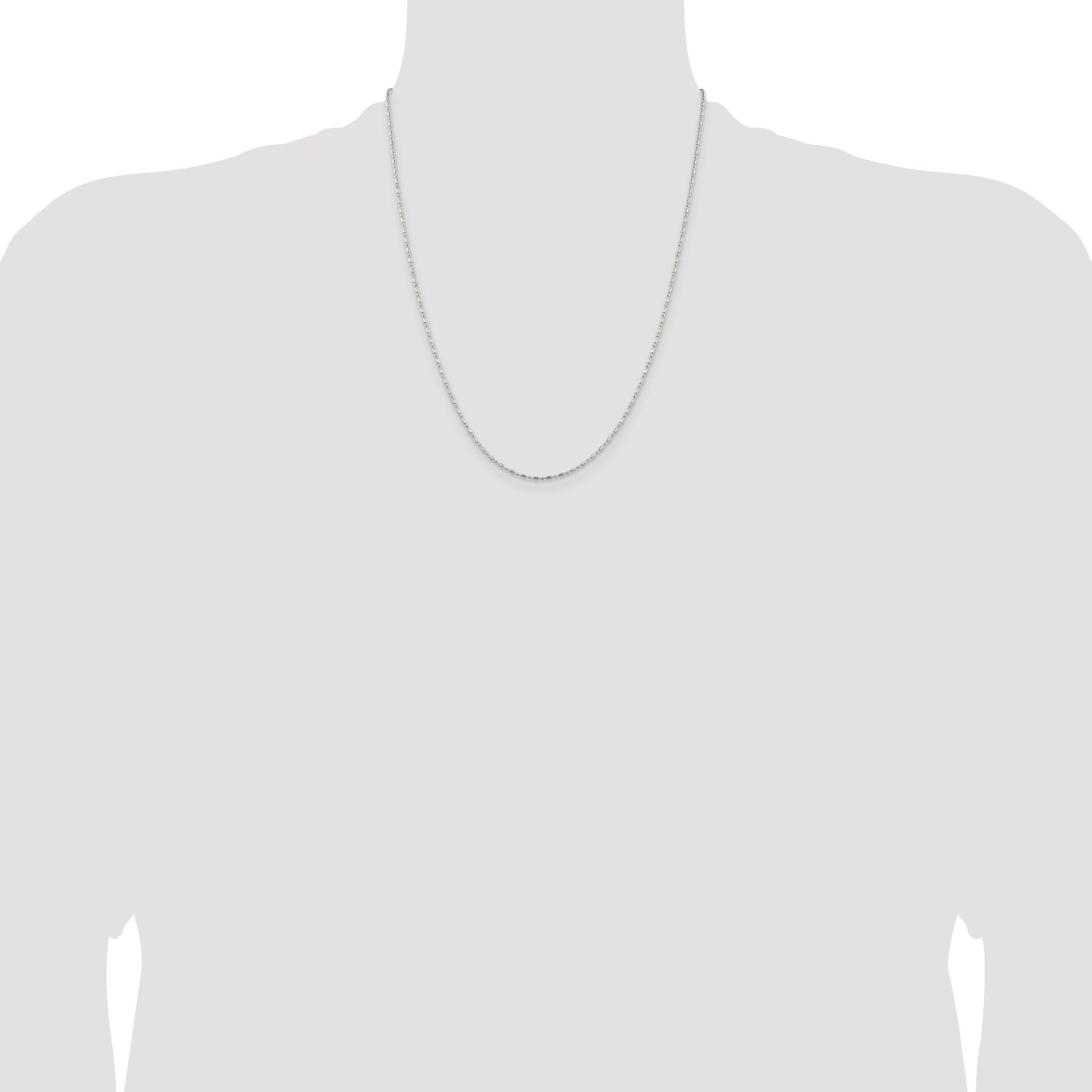 22 Inch Sterling Silver 1.5mm Fancy Beaded Chain W/4In Ext.