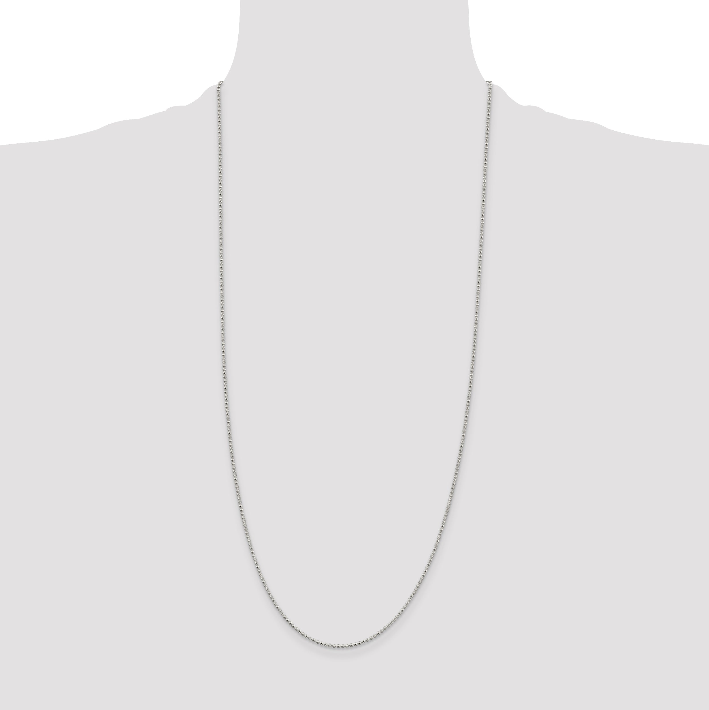 30 Inch Sterling Silver 1.5mm Beaded Chain Necklace