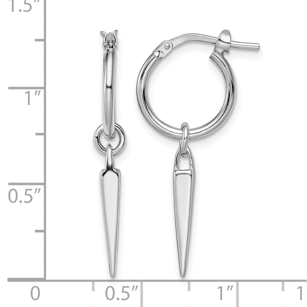 Sterling Silver Rhodium Pl Hoop With Dangle Earrings