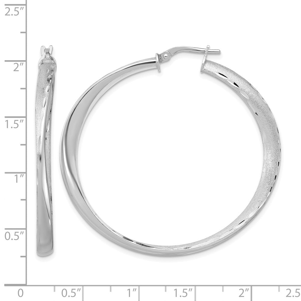 Sterling Silver Rhodium Plated Polished Hoop Earrings