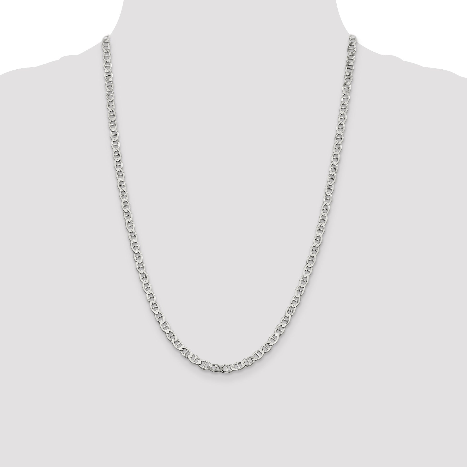 24 Inch Sterling Silver 4.75mm Flat Anchor Chain Necklace