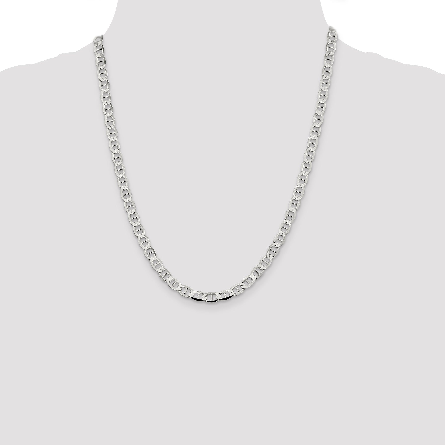 22 Inch Sterling Silver 5.7mm Flat Anchor Chain Necklace