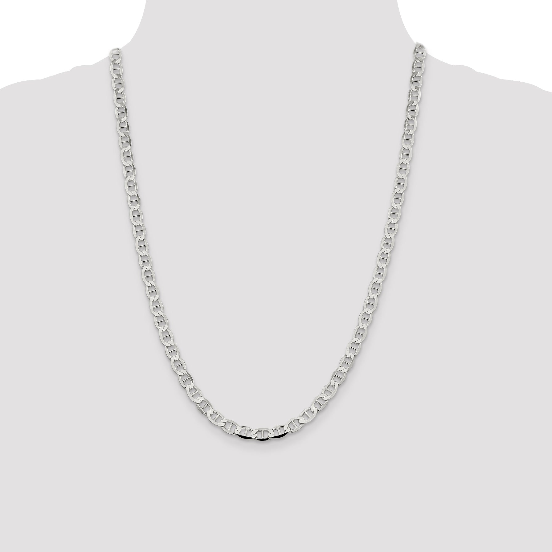 24 Inch Sterling Silver 5.7mm Flat Anchor Chain Necklace