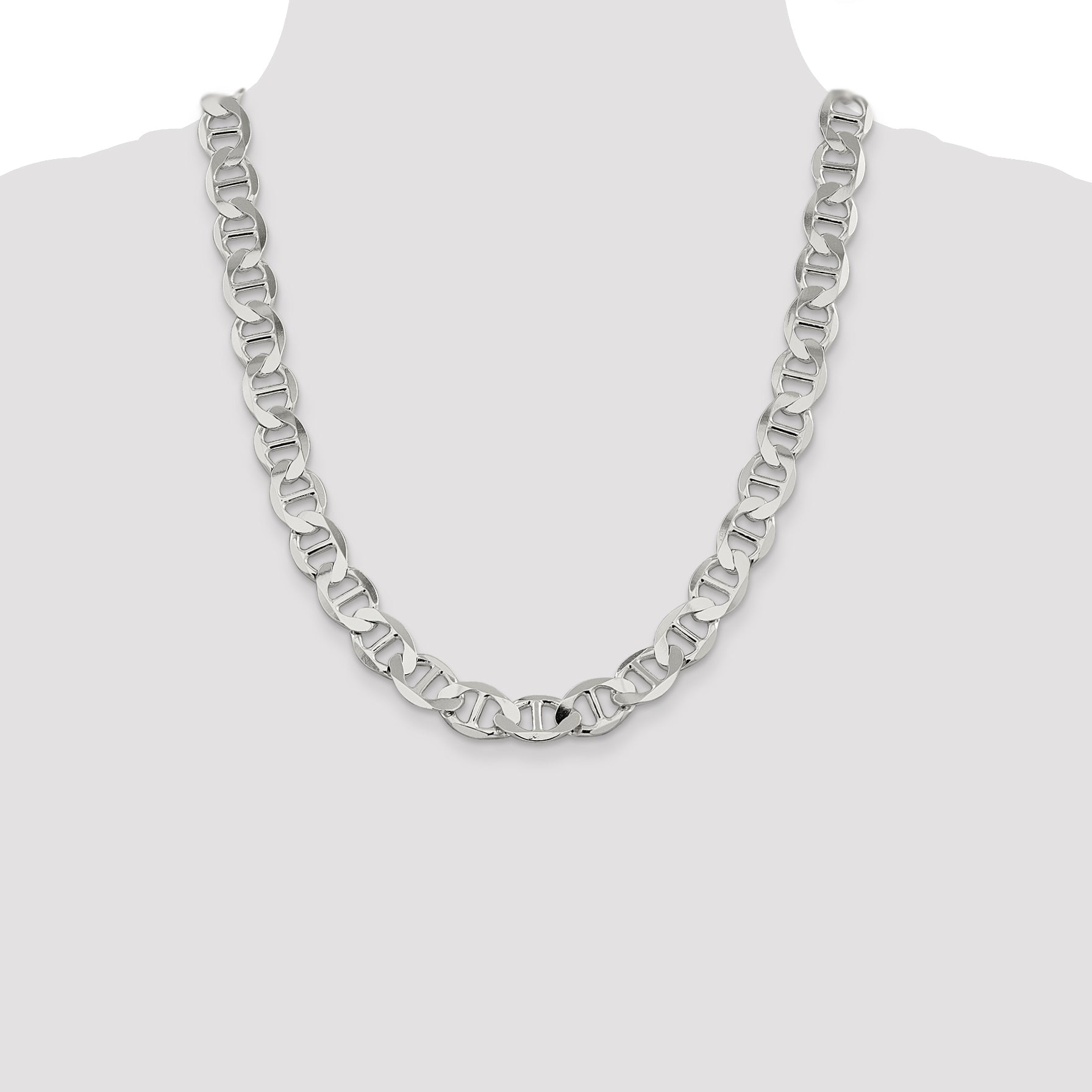 22 Inch Sterling Silver 12.3mm Flat Anchor Chain Necklace