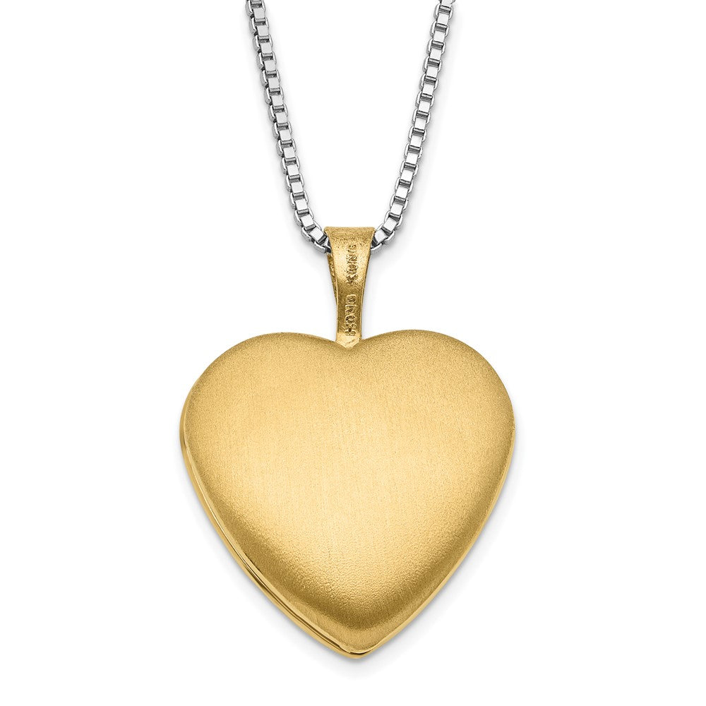 Sterling Silver Gold-Plated Textured Butterfly Heart 16mm 18In Locket & 14In Pendant Necklace Set