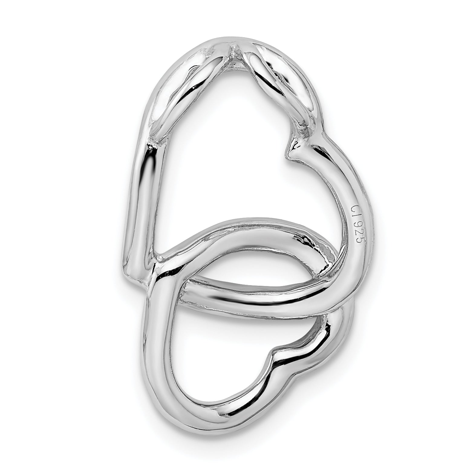 Sterling Silver Rhodium-Plated Double Heart Slide Chain