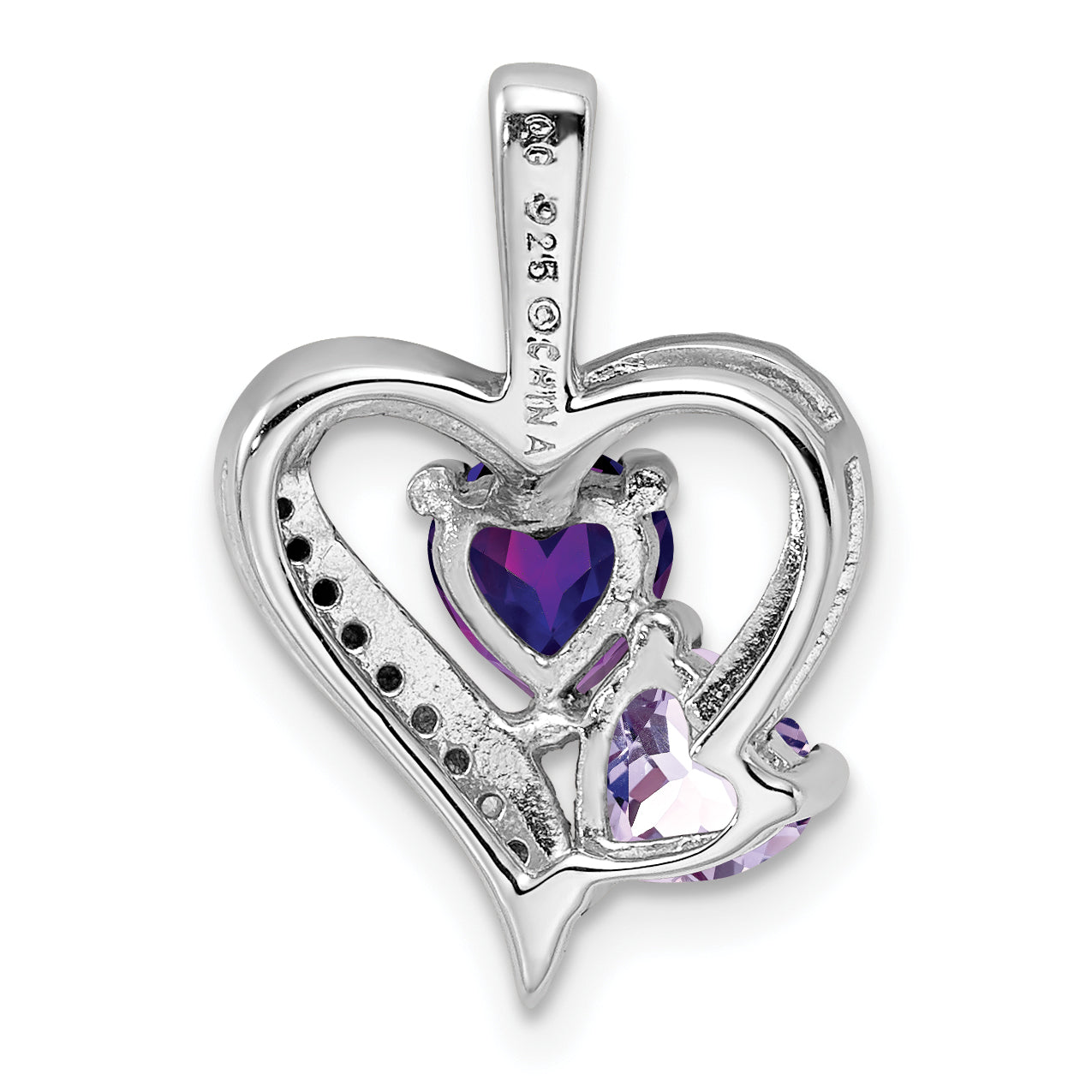 Sterling Silver Rhodium Plated Amethyst Pink Quartz And Diamond Pendant
