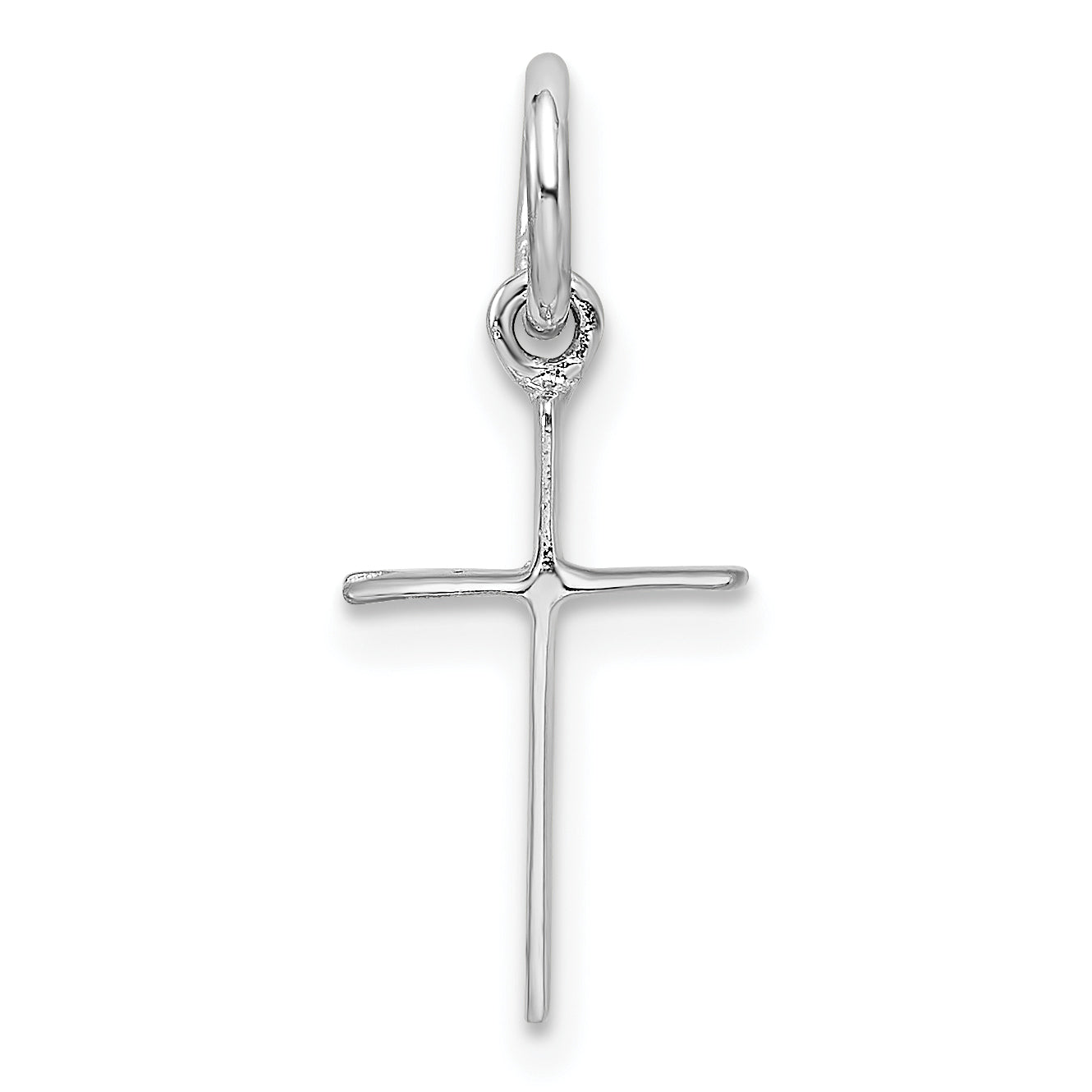 Sterling Silver Rh Plated Child'S Polished Cross Pendant