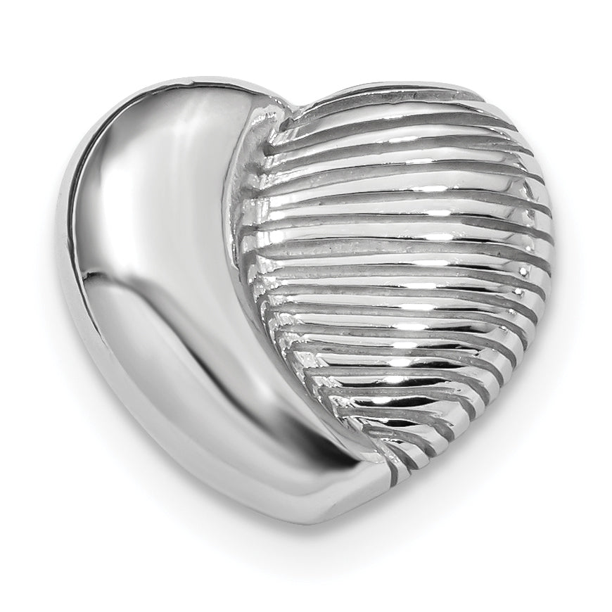 Sterling Silver Rhodium-Plated Heart Chain Slide