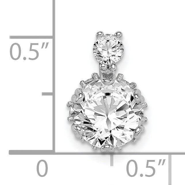 Sterling Silver Rhodium-Plated Polished 8mm Round Cz Chain Slide