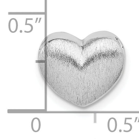 Sterling Silver Rhodium-Plated Scratch Finish Heart Chain Slide
