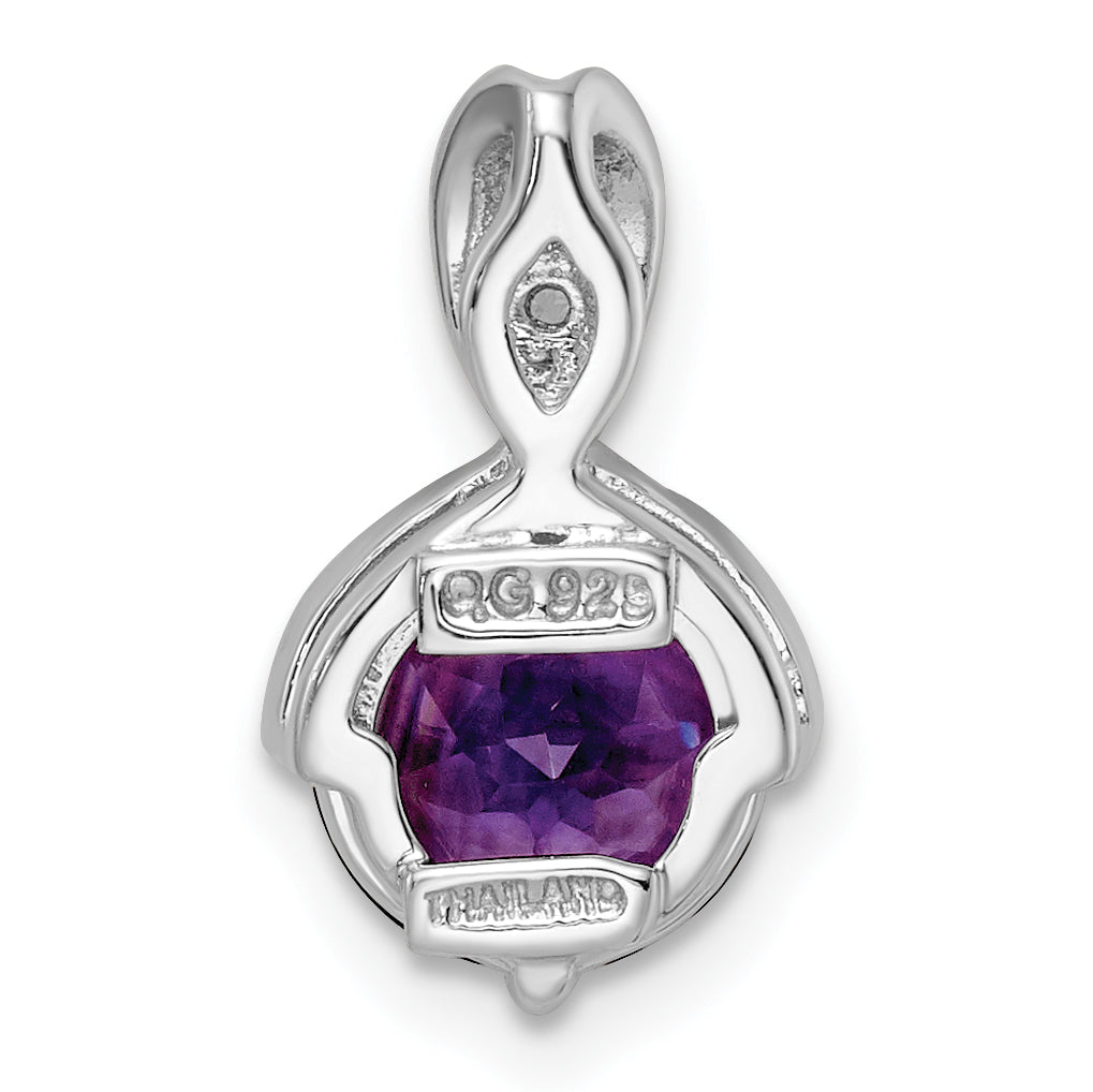 Sterling Silver Ss Rhod-Plated Circle 1.86Tw Amethyst/White Topaz Pendant