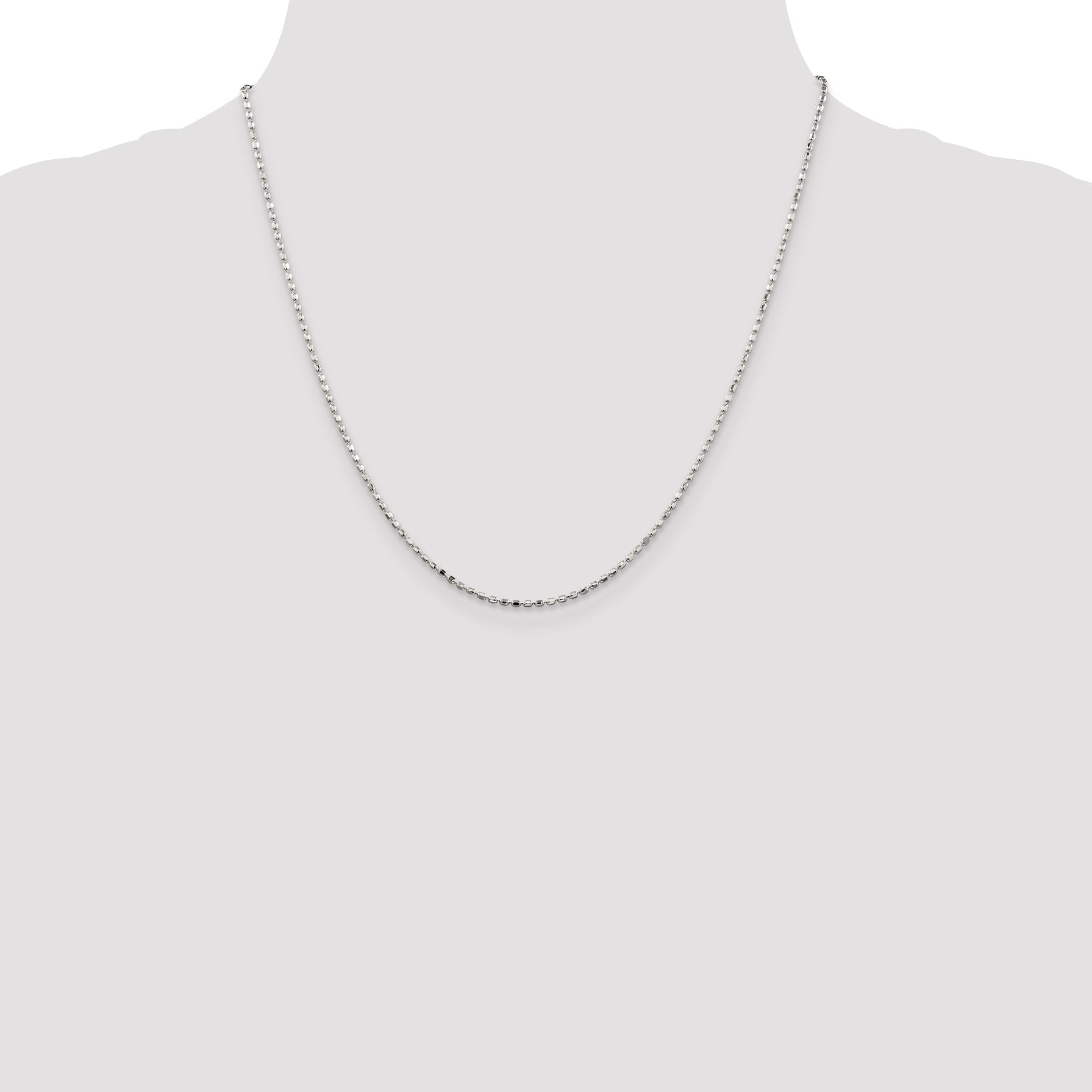 20 Inch Sterling Silver 1.5mm Fancy Beaded Chain Necklace