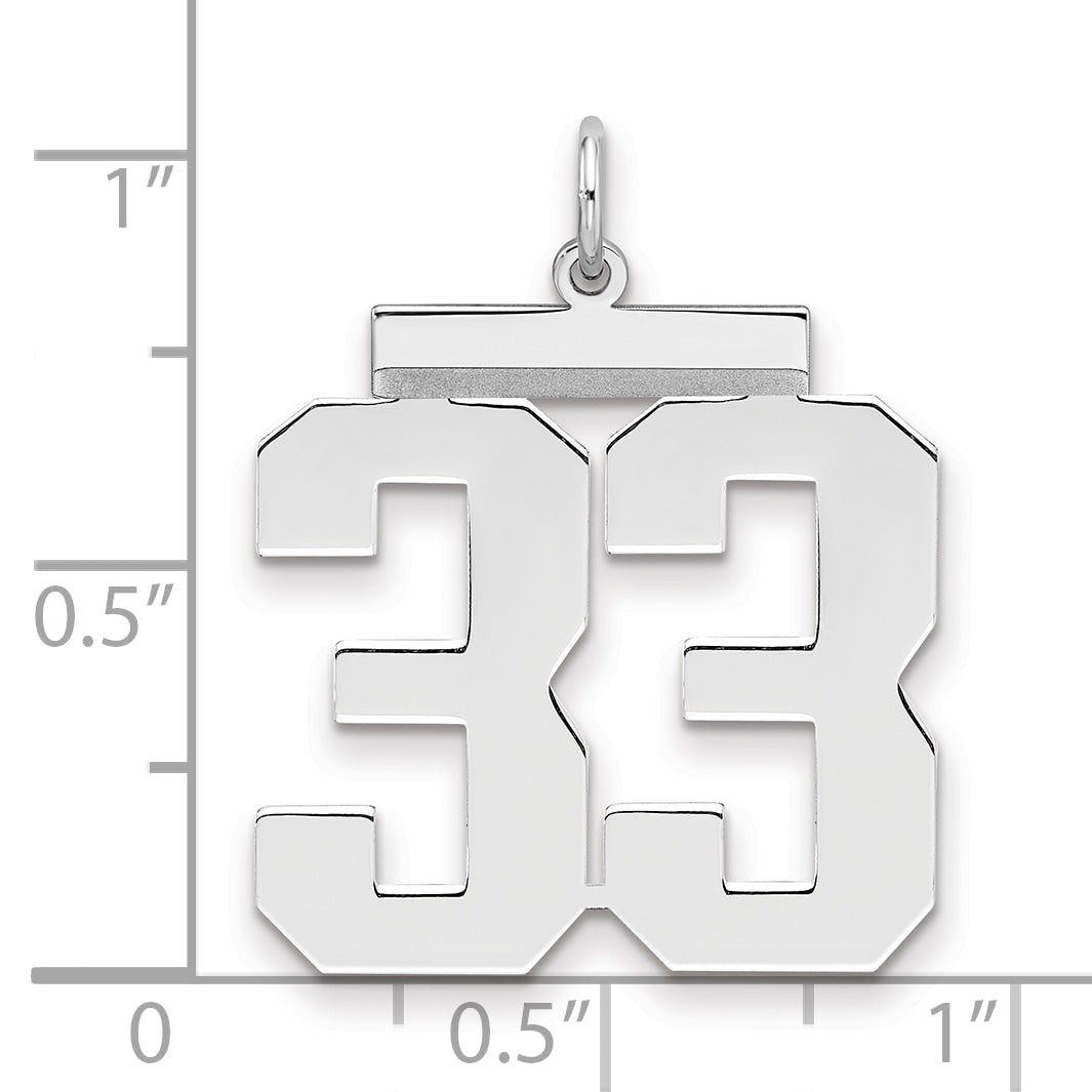 Sterling Silver Silver/Rhodium-Plated Polished Number 33 Charm