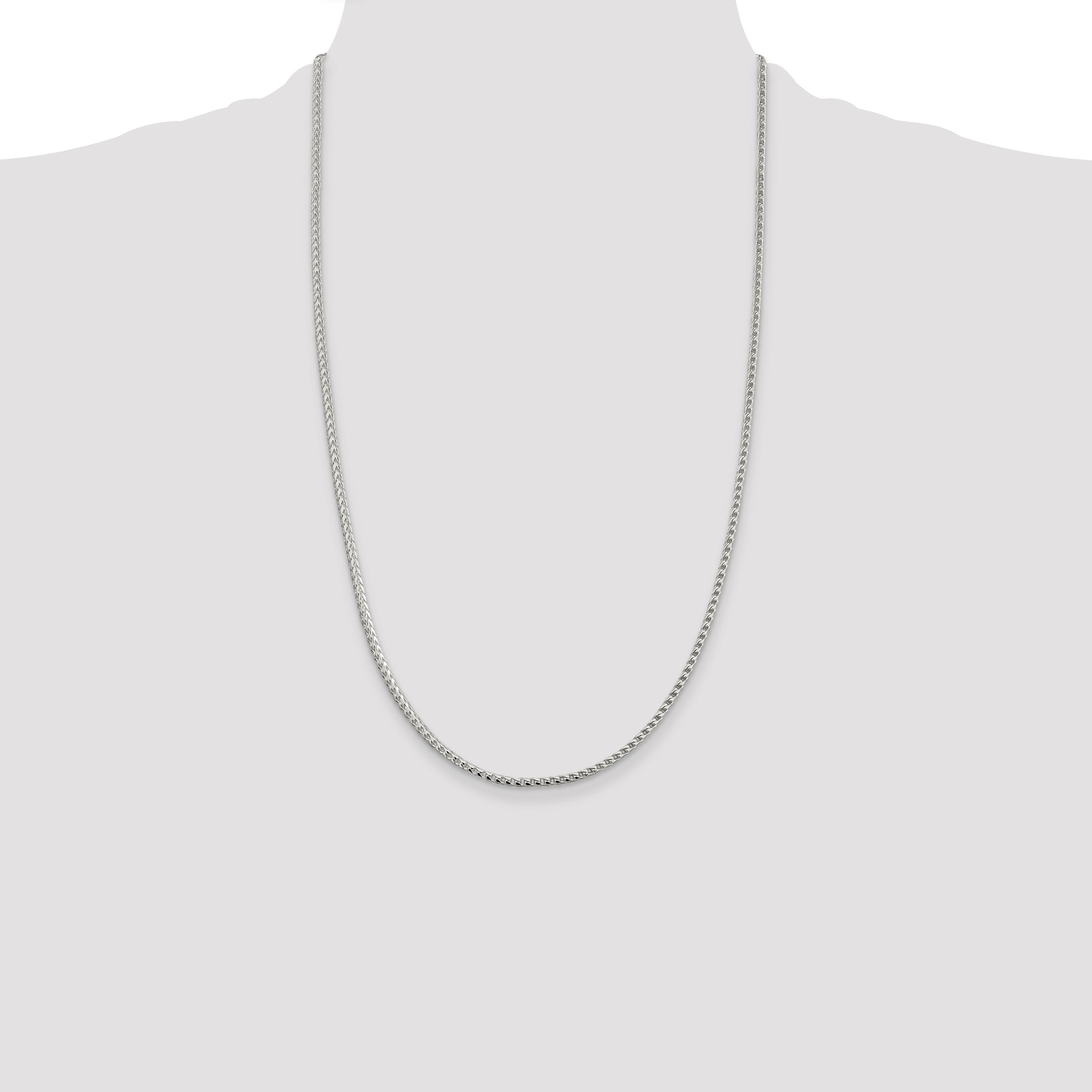 26 Inch Sterling Silver 2.55mm D/C Square Franco Chain Necklace