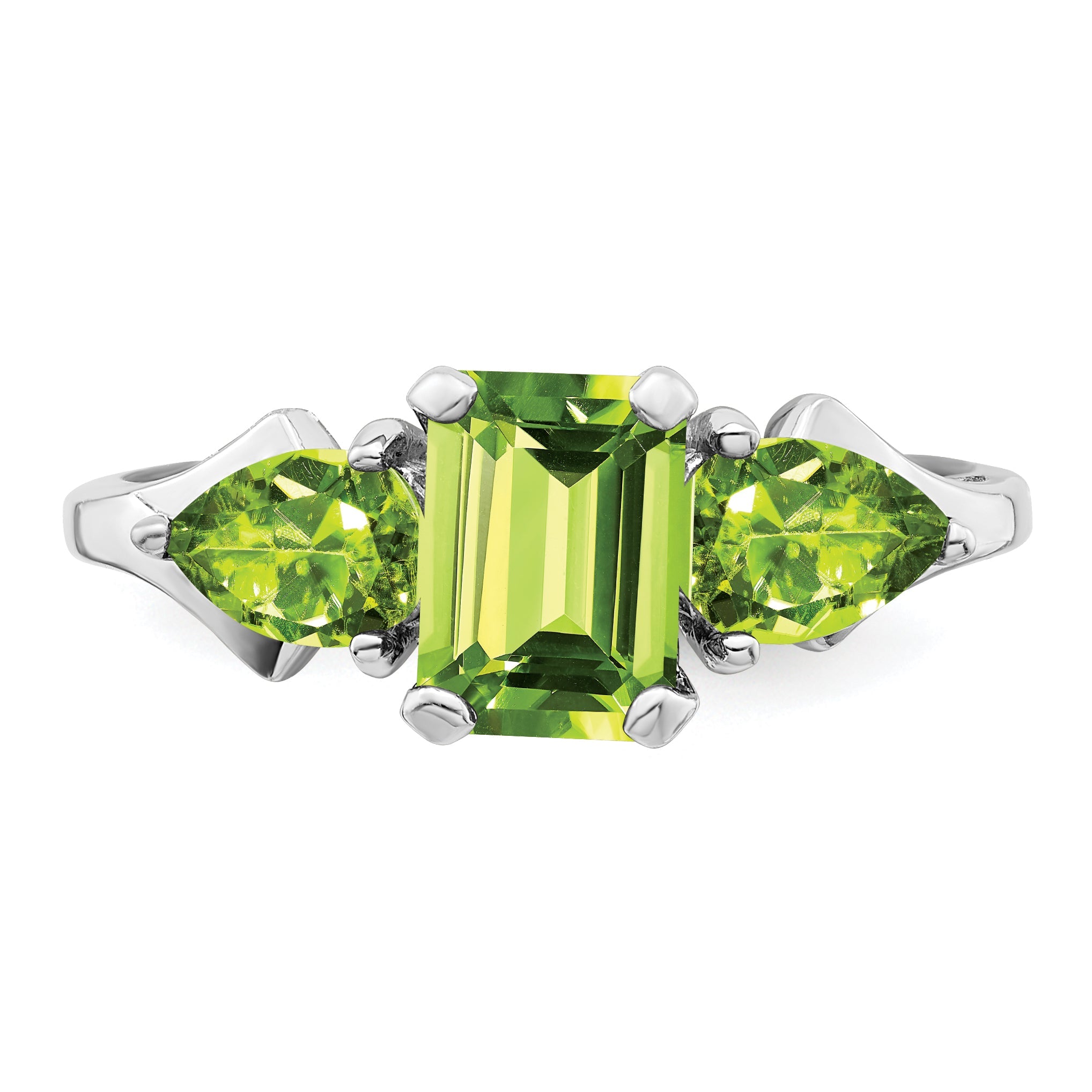 Sterling Silver Rhodium Peridot Ring (Size 9 Only)