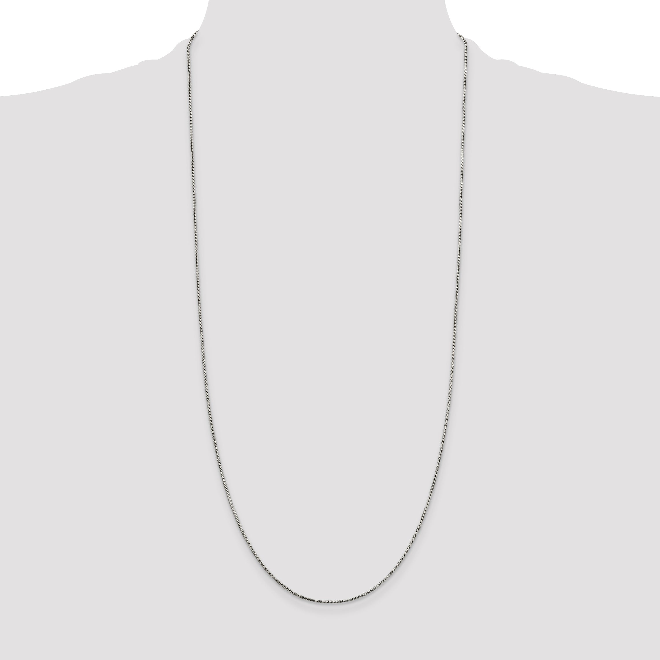 30 Inch Sterling Silver 1mm Round Franco Chain Necklace