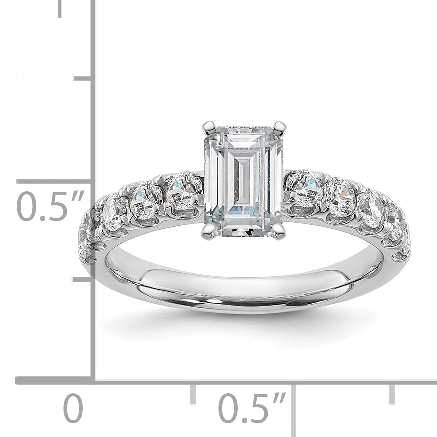 14K White Gold 1 3/4 Carat Certified Lab Grown Diamond Vs+ F+ Radiant Complete Engagement Ring