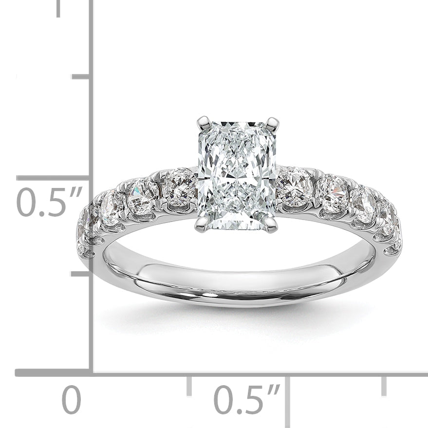 14K White Gold 1 3/4 Carat Certified Lab Grown Diamond Vs+ F+ Radiant Complete Engagement Ring