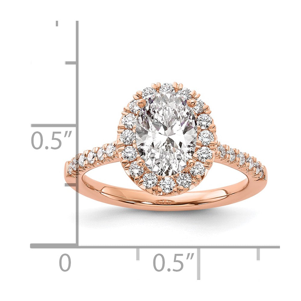 14k Rose Gold 1/2 Ct. Lab Grown Diamond VS/SI+ G+ 1 1/2 Ct. Center Oval Halo Engagement Ring