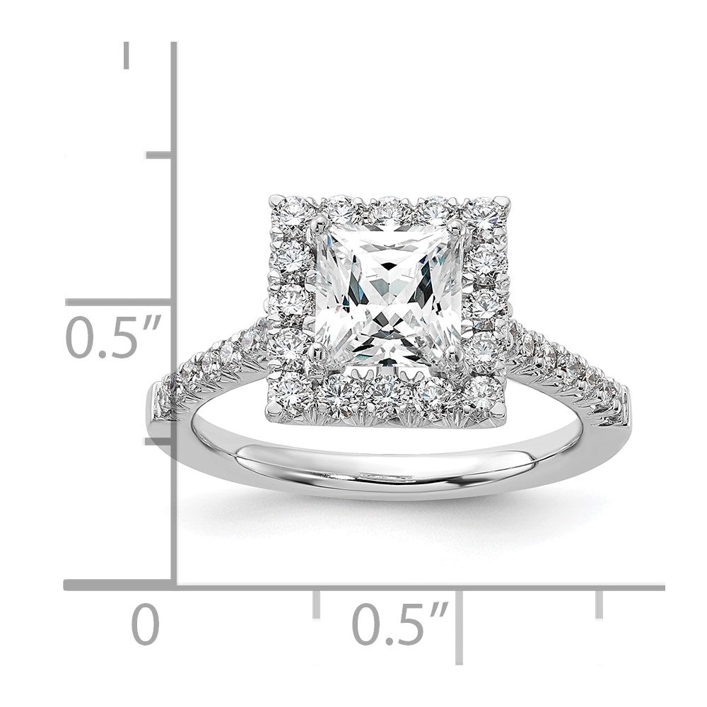 14k White Gold 3/4 Ct. Lab Grown Diamond VS/SI+ G+ 1 1/2 Ct. Center Princess Halo Engagement Ring