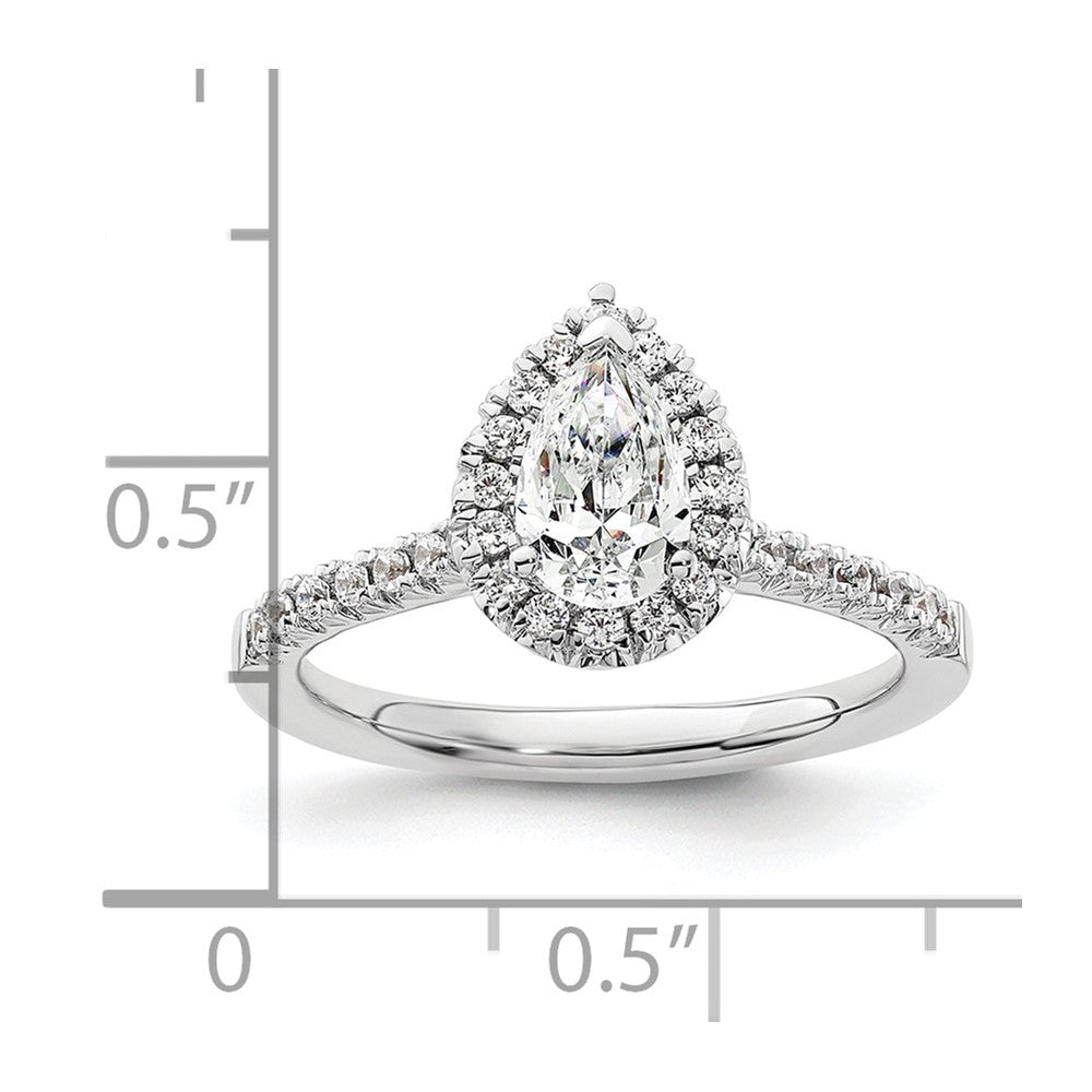14k White Gold 1/3 Ct. Lab Grown Diamond VS/SI+ G+ 3/4 Ct. Center Pear Halo Engagement Ring