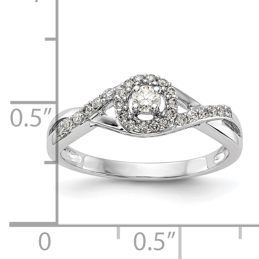 10K White Gold Halo (Holds 1/10 Carat (2.8mm) Round Center) 1/5 Diamond Semi Mount Engagement Ring