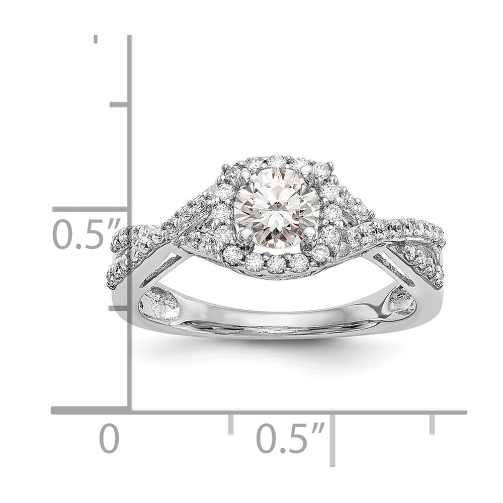 14k White Gold 3/4 Ct. Lab Grown Diamond VS/SI+ G+ Round Double Halo Engagement Ring