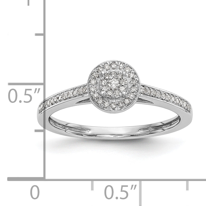 10K White Gold Halo Cluster 1/5 Carat Diamond Complete Engagement Ring