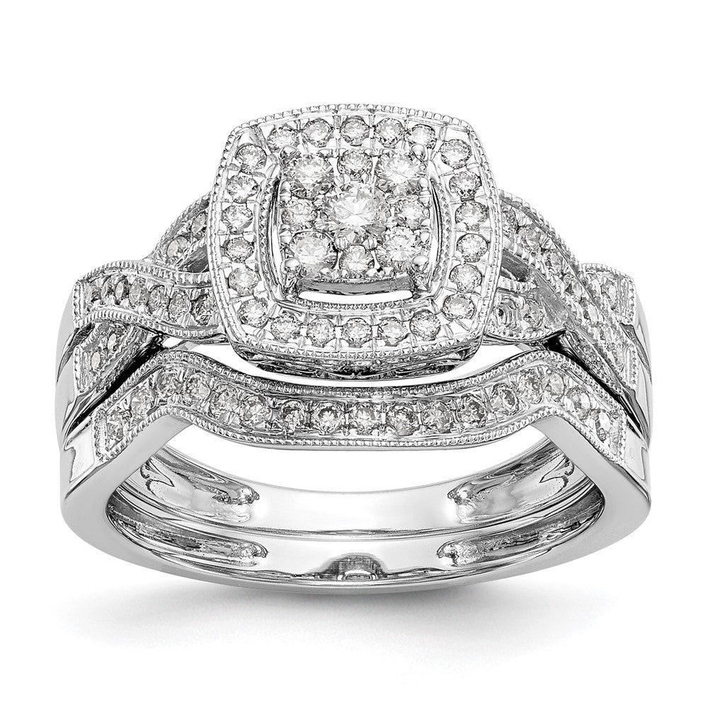 14k White Gold 3/8 Ct. Lab Grown Diamond VS/SI+ G+ Complete Cluster Engagement Ring