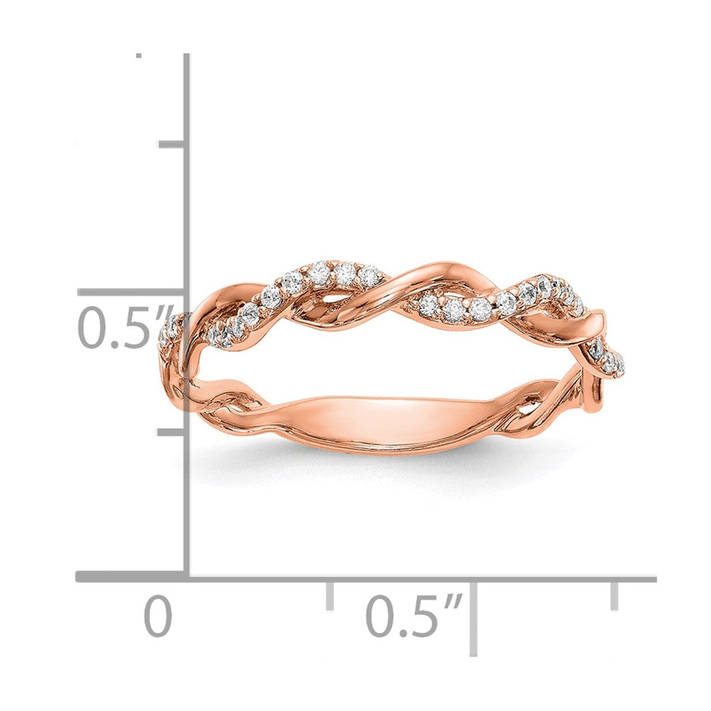 14k Rose Gold 1/8 Ct. Lab Grown Diamond VS/SI+ G+ Criss Cross Wedding Band Ring