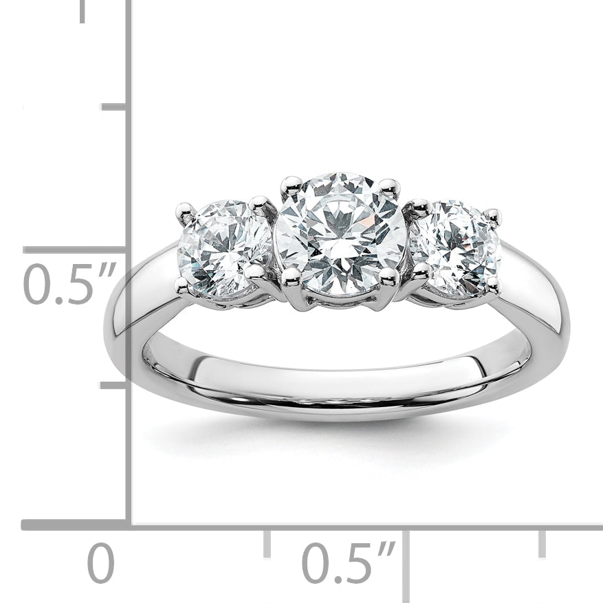 14k White Gold 14k White Gold 1 1/2 carat Lab Grown Diamond VS+ F+ Three Stone Complete Engagement Ring