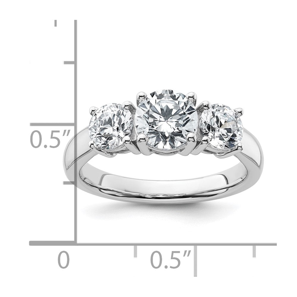 14k White Gold 2 Ct. Certified Lab Grown Diamond VS/SI+ G+ Three Stone Complete Engagement Ring