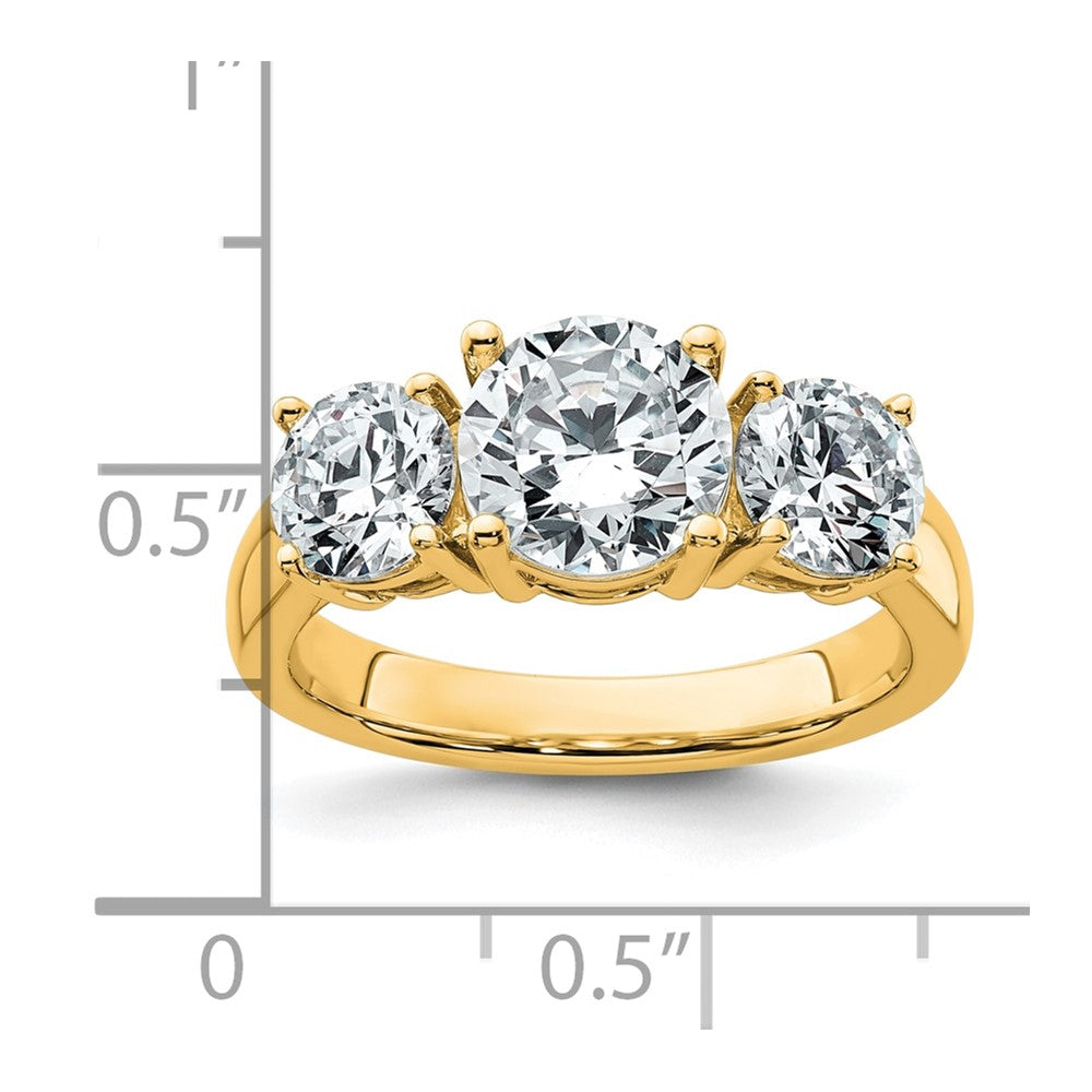 14k Yellow Gold 3 Ct. Lab Grown Diamond VS/SI+ G+ Three Stone Engagement Ring