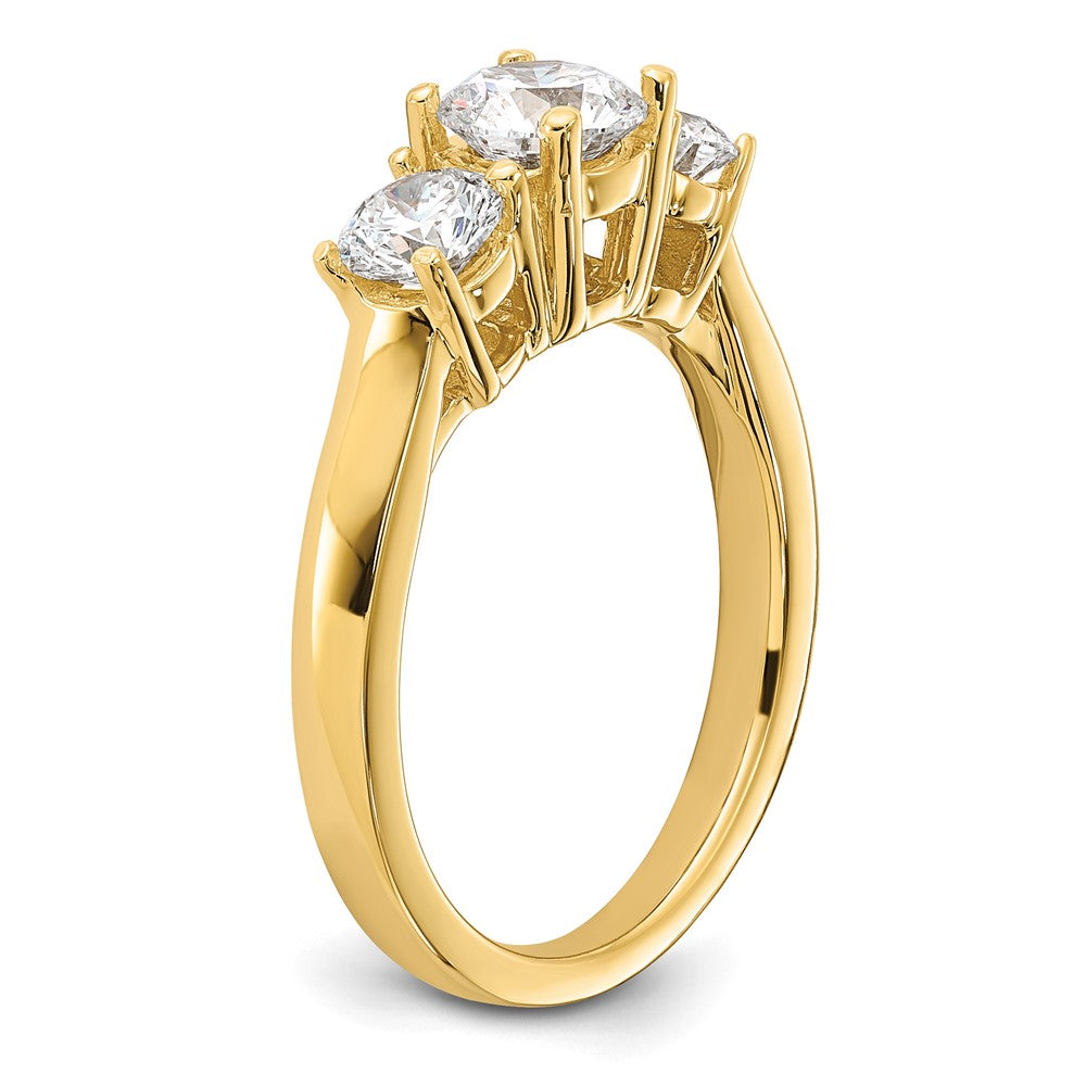 14k Yellow Gold 1 1/2 Ct. Lab Grown Diamond VS/SI+ G+ Round Complete Three Stone Engagement Ring