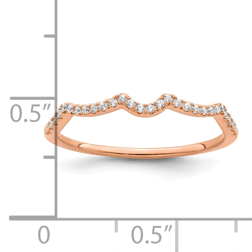 14K Rose Gold 1/15 Carat Diamond Contoured Complete Wedding Band