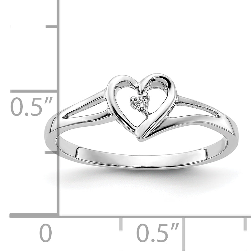 14K White Gold First Promise Heart .01 Carat Round Diamond Complete Promise/Engagement Ring
