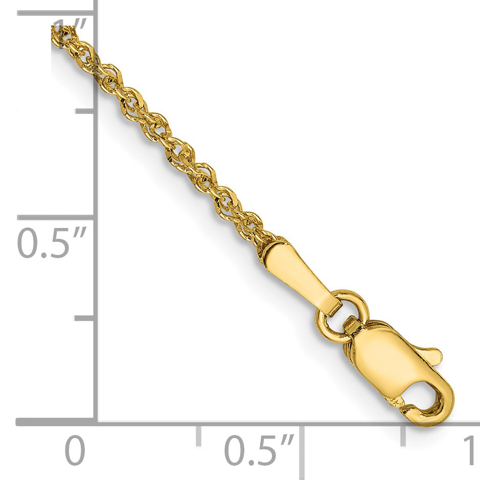 14K Yellow Gold 10 Inch 1.7mm Ropa With Lobster Clasp Anklet