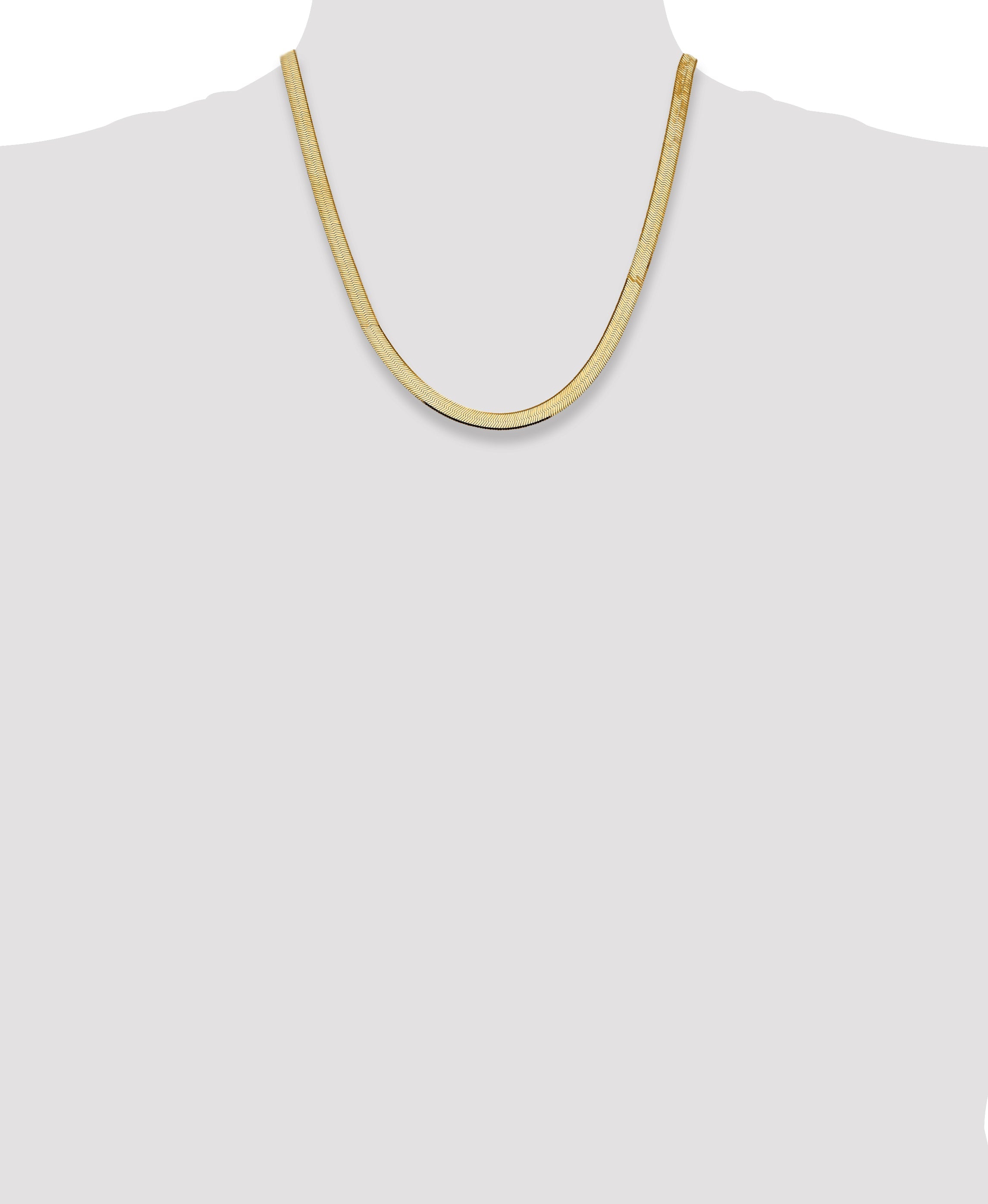 14K Yellow Gold 20 Inch 5.5mm Silky Herringbone With Lobster Clasp Chain Necklace