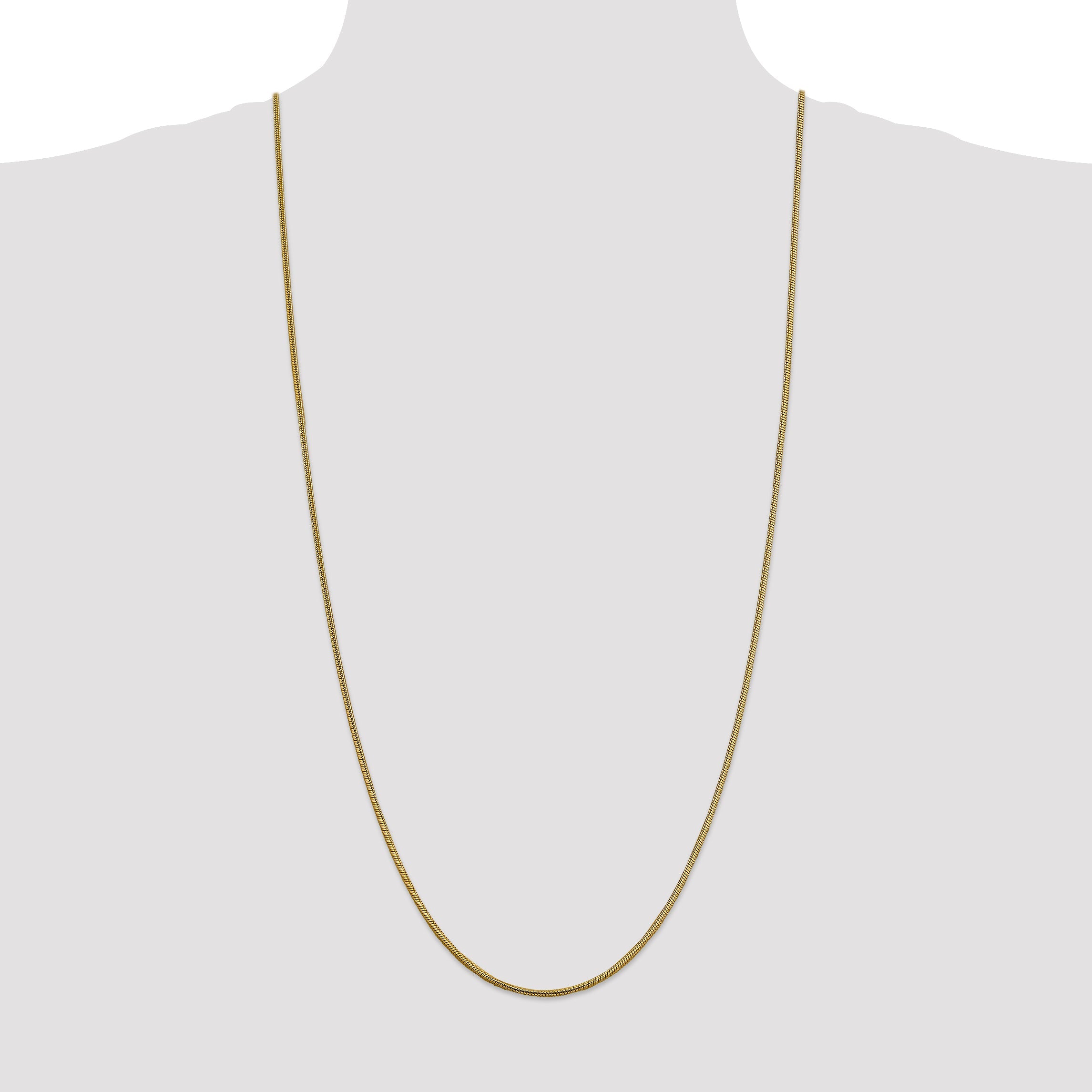 14K Yellow Gold 30 Inch 1.85mm Round Snake Lobster Clasp Chain Necklace