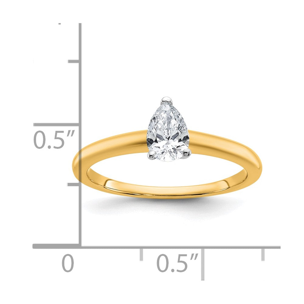 14k Two-tone 1/2 Ct. Lab Grown Diamond VS/SI+ G+ Pear Solitare Engagement Ring