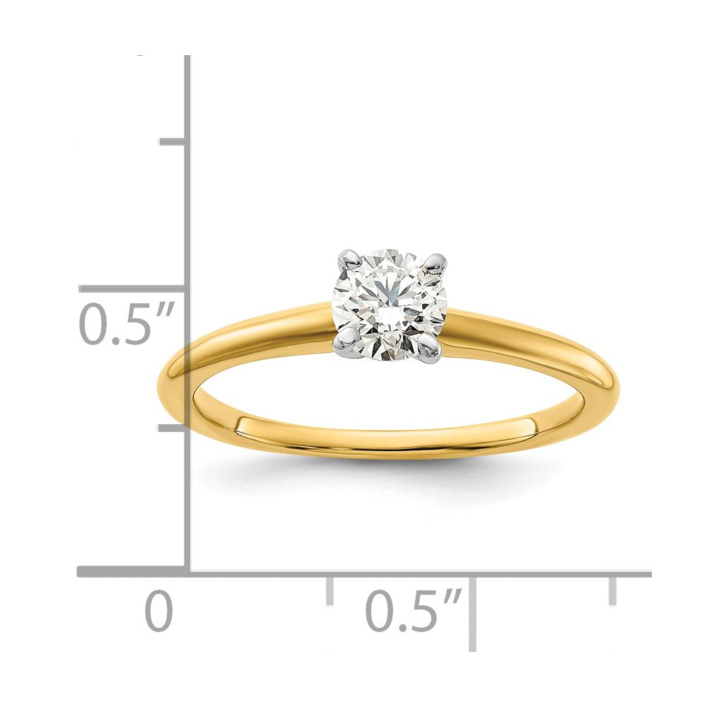 14k Two-tone 1/2 Ct. Certified Complete Lab Grown Diamond VS/SI+ G+ Round Solitaire Engagement Ring