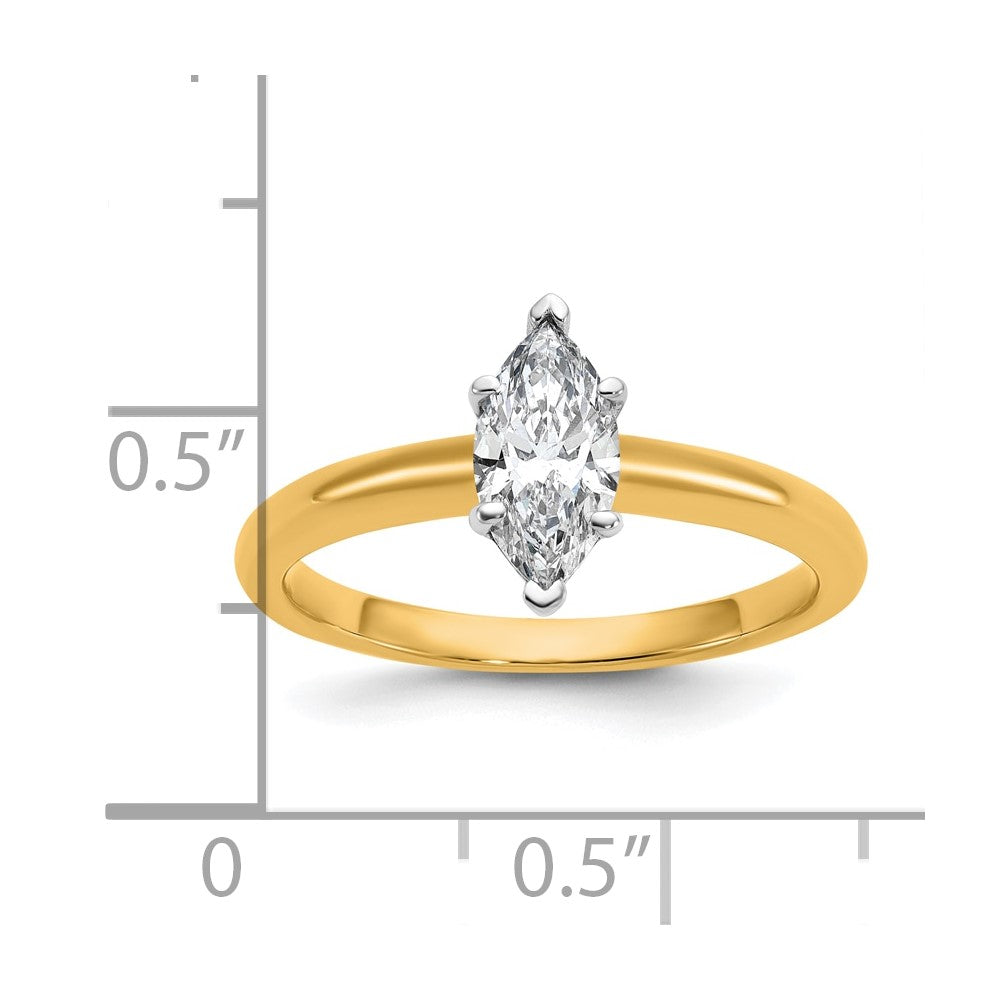 14k Two-tone 3/4 Ct. Lab Grown Diamond VS/SI+ G+ Marquise Solitare Engagement Ring