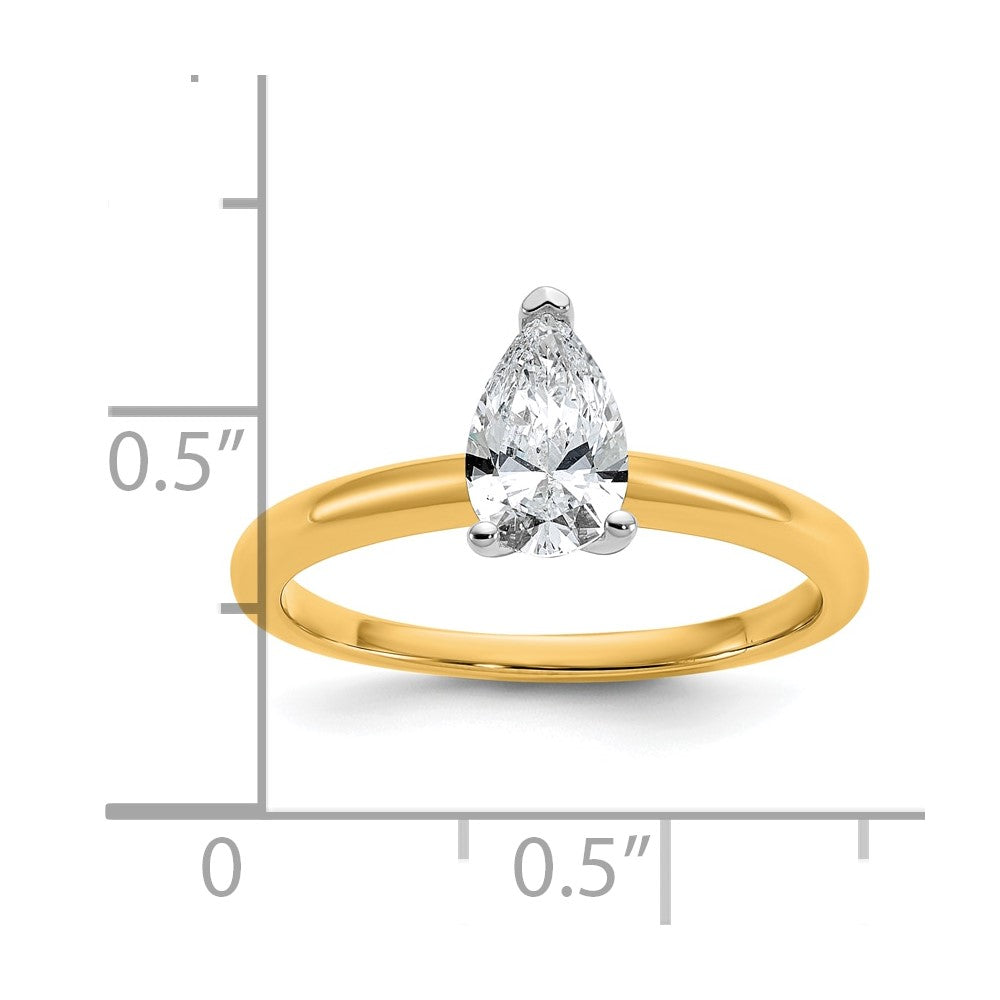 14k Two-tone 3/4 Ct. Certified Lab Grown Diamond VS/SI+ G+ Pear Solitare Engagement Ring