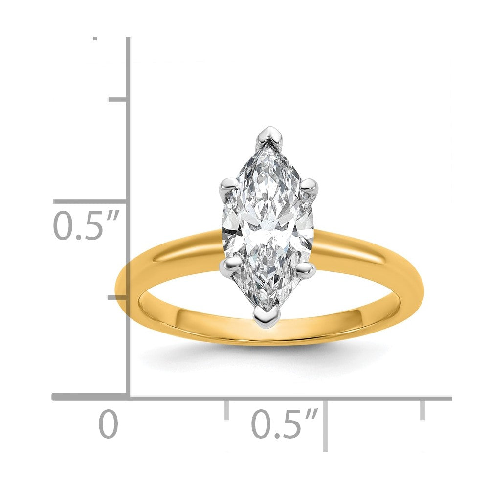 14k Two-tone 1 1/2 Ct. Lab Grown Diamond VS/SI+ G+ Marquise Solitare Engagement Ring
