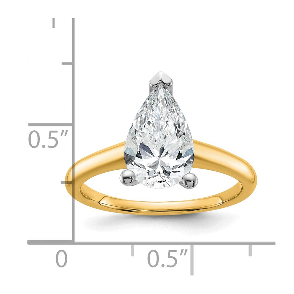 14k Two-tone 2 Ct. Certified Lab Grown Diamond VS/SI+ G+ Pear Solitare Engagement Ring