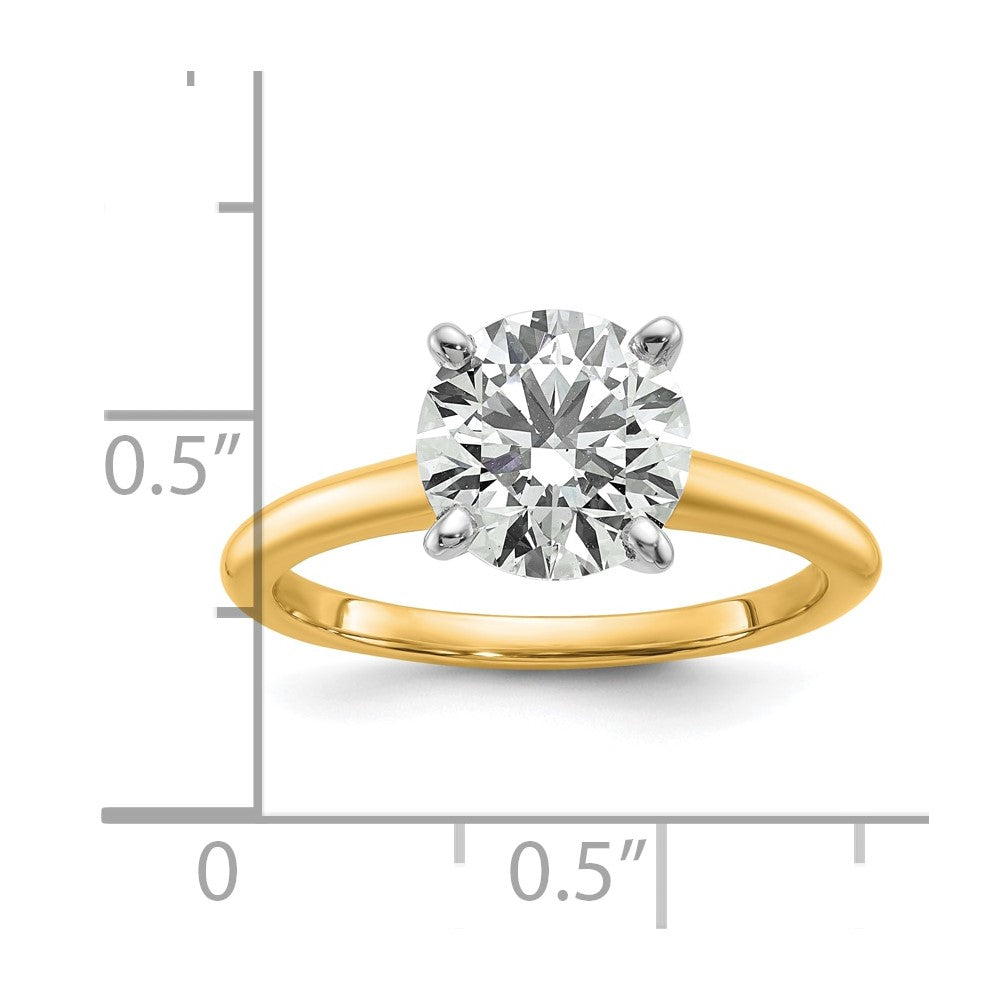 14k Two-tone 2 Ct. Certified Complete Lab Grown Diamond VS/SI+ G+ Round Solitaire Engagement Ring
