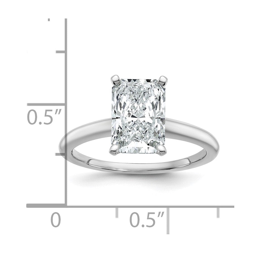 14k White Gold 2 1/2 Ct. Lab Grown Diamond VS/SI+ G+ Radiant Solitare Engagement Ring